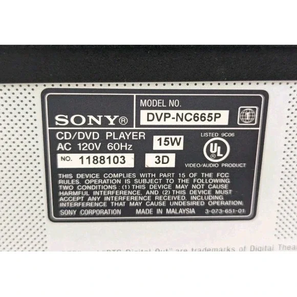 Sony DVP-NC665P  5-Disc Video DVD/CD Carousel Changer Player No Remote - Tested - Picture 4 of 8